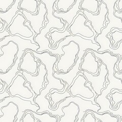 Abstract Topographic Map Pattern in Monochrome