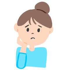 手を顔に添えた困り顔の女性