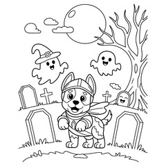 Fun halloween themed coloring pages for kids featuring spooky and cute characters and objects