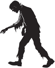 Fototapeta premium Zombie Silhouette – Realistic Vector Illustration, Walking Pose, Isolated on Transparent Background