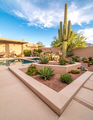 Obraz premium Desert backyard oasis with pool