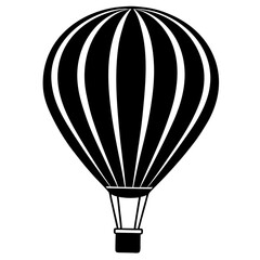 Obraz premium Simple black and white illustration of a classic striped hot air balloon