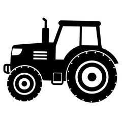 Simple black and white illustration of a classic farm tractor design