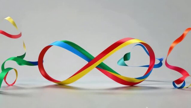 Infinity Symbol of Colors: A vibrant infinity symbol, crafted from colorful ribbons, elegantly represents boundless possibilities, innovation, and the unbroken cycle of ideas.