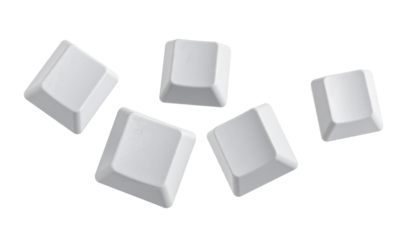 Some Computer Keyboard Keys Floating, Isolated on Transparent Background