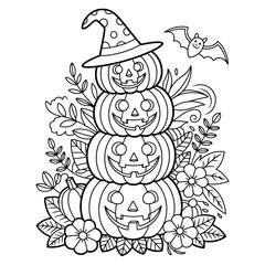 Spooky halloween coloring book pages for kids featuring classic monsters and festive scenes