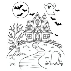 Spooky halloween coloring book pages for kids featuring classic monsters and fun scenes