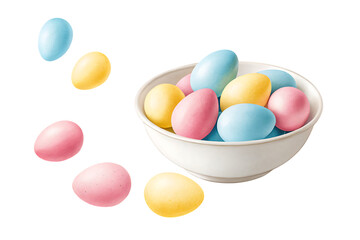 floating pastel eggs in a bowl aesthetic design ideas