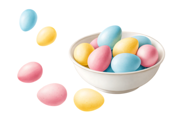 floating pastel eggs in a bowl aesthetic design ideas