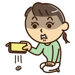 財布にお金が無くてショックを受ける女性