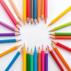 Set of colorful pencils isolated on white background