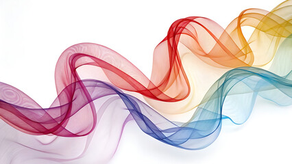 Abstract pink and blue colorful smoke waves on a white background with a smooth, flowing, curving line pattern