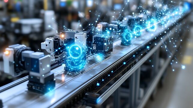 Automated production line with digital overlays