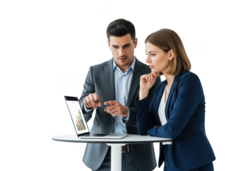 Business professionals collaborating isolated on transparent background