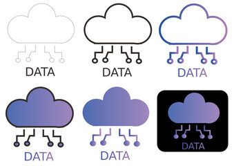Cloud Data Storage and Network Connection Icons