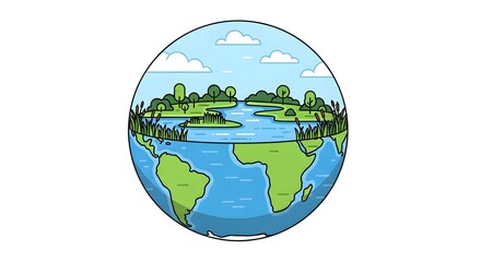 World Wetlands Day Protecting Our Planet A Simple Illustration of Earth's Beauty and Fragility