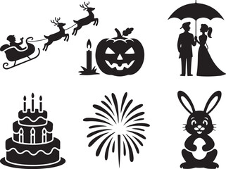 Obraz premium Festive icons for holidays, celebrations, and seasons