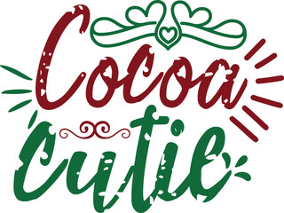 Cocoa Cutie Text Design with Decorative Elements and Distressed Texture.