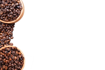 coffee beans border on transparent background