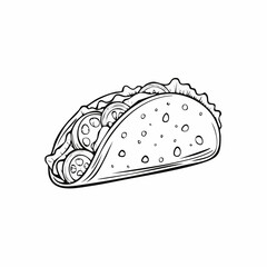 Taco hand drawn outline doodle icon. Traditional mexican fast food - taco vector sketch illustration for print, web, mobile and infographics isolated on white background.