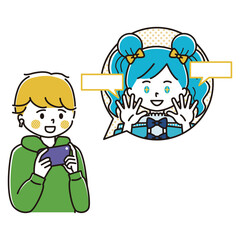 女性Vtuberを推す男性のイラスト