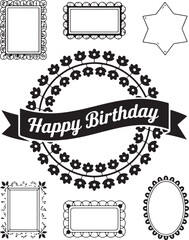 Obraz premium Happy Birthday banners and ornate decorative frames