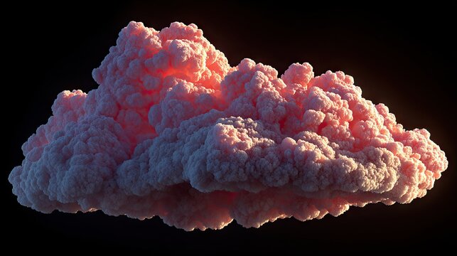 Pink fluffy cloud on black background