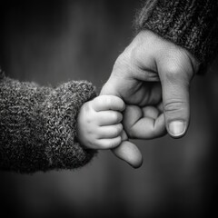 Tender Connection Between Parent and Child in Black and White