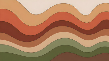 Retro wavy lines in earthy tones create a stunning abstract design, perfect for modern branding and stylish decor