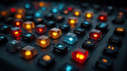 Close-up of a glowing, digital control panel