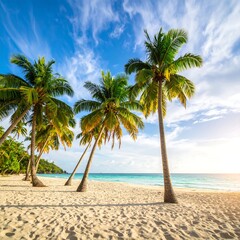 Tropical beach scene with palm trees (4)