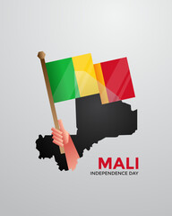 Mali independence day background with map and flag