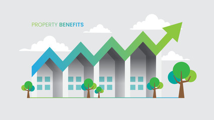 porperty benefits background with green color