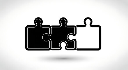 Three interconnected puzzle pieces, symbolizing problem-solving and collaboration. 