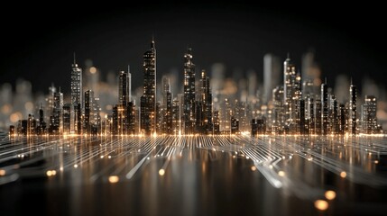 Stunning futuristic cityscape with glowing circuits, embodying smart city innovation and digital transformation for a connected future.