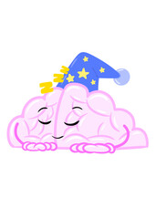 brain sleeping cute brain character icon cartoon style