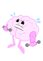 brain workout brain lift weight cute brain character icon cartoon style