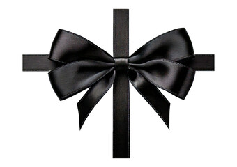 Black ribbon bow isolated on transparent or white background