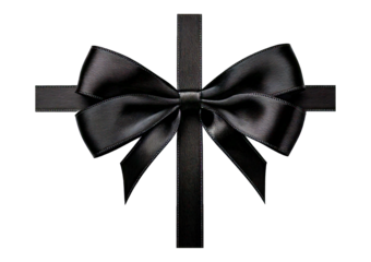 Black ribbon bow isolated on transparent or white background