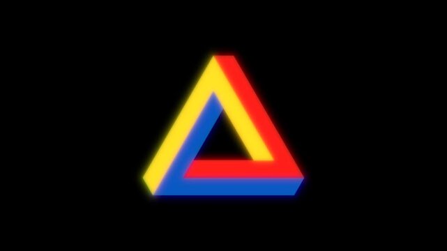 Penrose triangle glowing line and colors animation