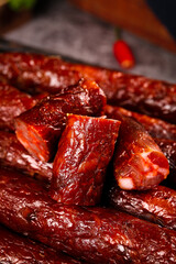 Homemade Spicy Sichuan Smoked Sausages - Traditional Chinese Farmers Market Food