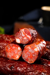 Handmade Spicy Sichuan Pork Sausages Traditional Chinese Charcuterie Farmers Market Food