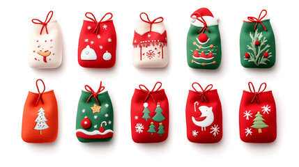 Christmas decorations on white background with ornaments, snowflakes, and festive elements. Perfect for holiday wallpaper, backgrounds, or seasonal designs.