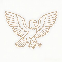 Obraz premium Flat thin-line outline of a griffin spreading wings