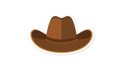Brown cowboy hat with white outline on a white background.