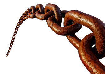 Obraz premium Rusty chain isolated on transparent or white background