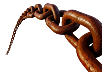 Rusty chain isolated on transparent or white background