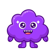 Obraz premium Cartoonish Purple Cloud Monster with Sparkling Eyes and Smiling Expression.