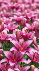 Close Up of Pink Lilies in Bloom.