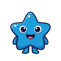 Cute Blue Star Character with Big Eyes and a Smiling Face.